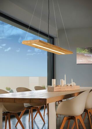 Підвісний LED-світильник Trio Leuchten Brad 323710130, античний нікель, дерево, 27 Вт LED, з димером, коричневий