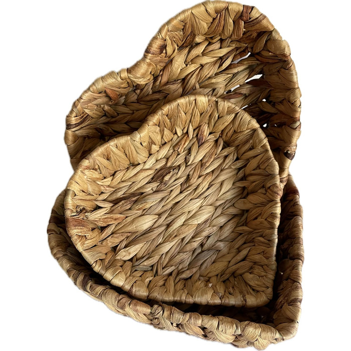 Набір із 3 порожніх подарункових кошиків у формі серця Декоративні подарункові кошики з міцного матеріалу, ідеально підходять для подарунків, зберігання та декорування.