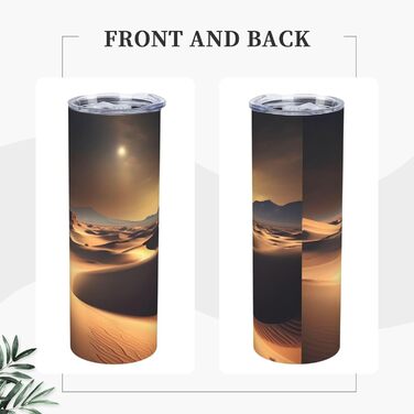 Кухоль з прямою трубочкою, дизайн пустелі Сахара, дорожній кухоль, підходить для кемпінгу, офісу та дому, 590 мл