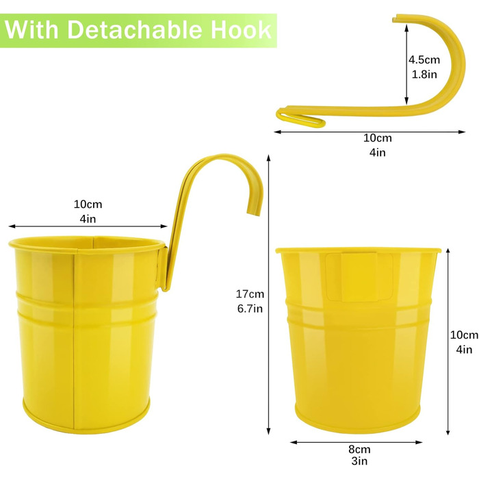 Підвісні горщики для квітів GIOVARA, підвісний горщик для квітів з дренажним отвором, 10 шт. різнокольорових садових горщиків з ін