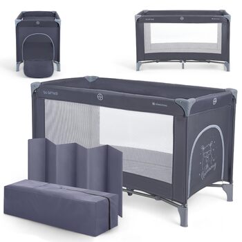 Дитяче ліжечко KikkaBoo Baby Travel Cot SO GIFTED, 120x60 см, до 15 кг, складне та компактне, портативне з сумкою для перенесення, розкладне для подорожей та відпусток, темно-синє