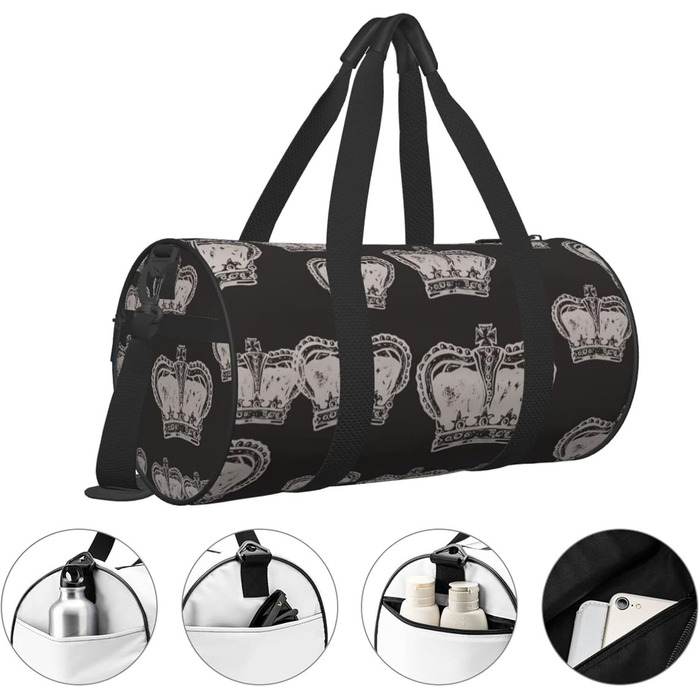 Вінтажна дорожня сумка Корона, спортивна сумка для чоловіків та жінок, містка спортивна сумка-мішок