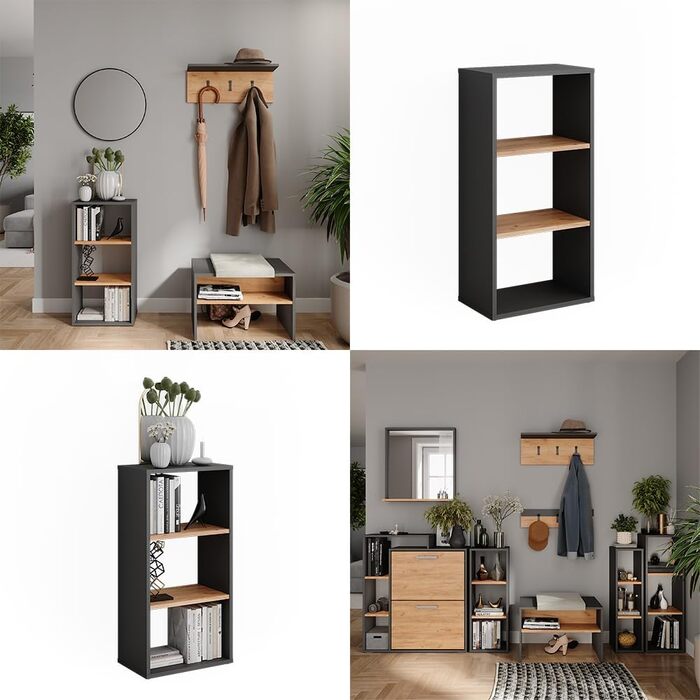 Окремостояча полиця Vicco Orlando, полиця для зберігання, антрацит/золотий дуб, 40 x 80,1 см антрацит/золотий дуб 80 x 40 см