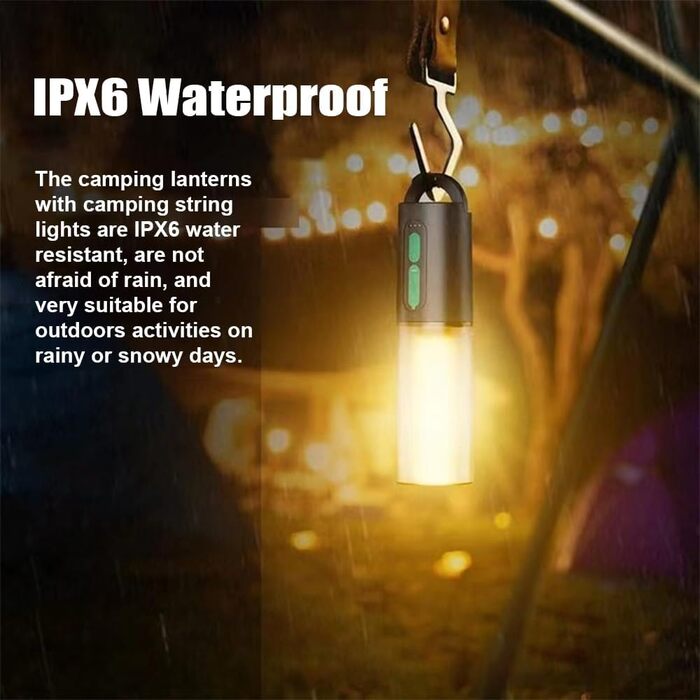 Ліхтар для кемпінгу з підсвічуванням, акумуляторний ліхтарик 4-в-1, 1000 люмен, IPX6