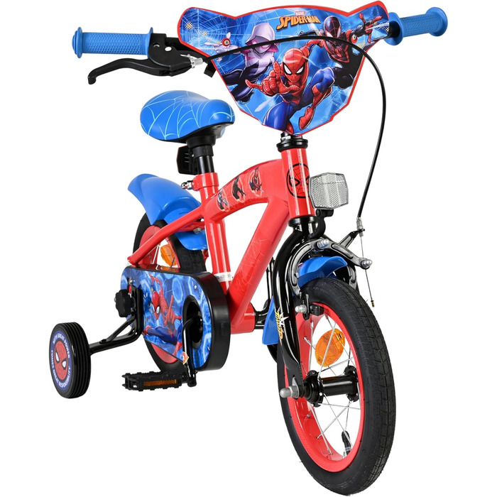 Дитячий велосипед Volare 12, 14, 16 для дівчаток та хлопчиків 36 років Офіційно ліцензований з дизайном персонажа З додатковими колесами, ножним та ручним гальмами, регульоване сидіння та легка збірка Spider-Man 12