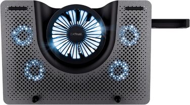 Охолоджувальна підставка для ноутбука Trust GXT 1125 Quno з 5 вентиляторами та LED-підсвічуванням, тримач для смартфона, запобігає перегріву, сумісна з ноутбуками/MacBook до 17,3 дюймів