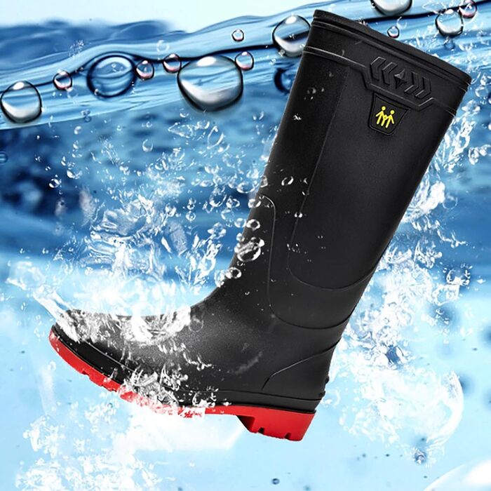 Великі гумові чоботи до колін для чоловіків, водонепроникні, з фіксацією щиколотки, нековзні рибальські чоботи, міцні гумові садові робочі чоботи з утепленням для безпеки на природі та полюванні, червоні, розмір 43 EU