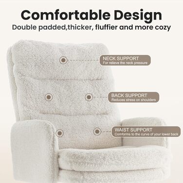 Офісне крісло IWMH з високою спинкою, ергономічне кашемірове офісне крісло, туалетний стілець з підлокітниками, поворотне крісло з регульованою висотою для офісу або вітальні (біле)