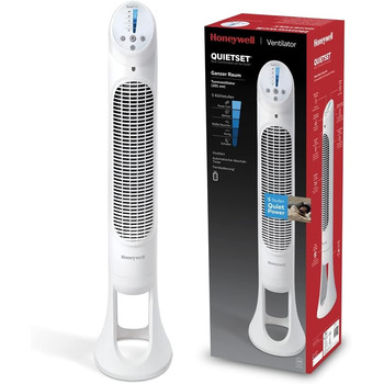 Баштовий вентилятор Honeywell QuietSet, що коливається, для всієї кімнати (5 налаштувань швидкості, коливання 80, функція таймера,