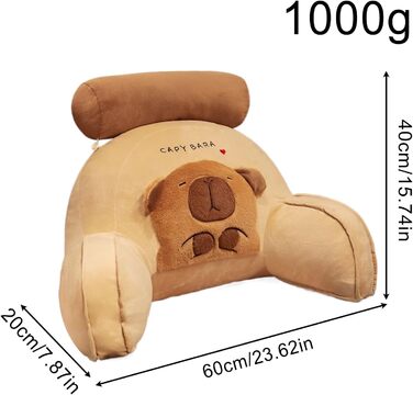 Зручна подушка для читання Подушка Capybara зі спинкою та підлокітником Подушка для читання з опорою для спини Підголівник та підтримка шиї для читання, відпочинку та перегляду телевізора