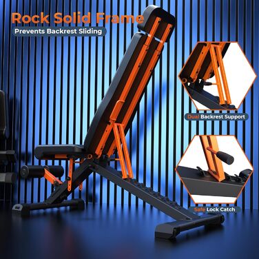 Складана лава для силових тренувань 400 кг, регульована тренувальна лава для тренування всього тіла, багатофункціональна похила лава для тренувань вдома або в спортзалі, 183 см, 400 кілограмів