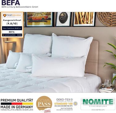 Подушка BEFA NATUR з пір&39я 40x80 см надзвичайно жорстка Подушка 100 пір&39я Вага наповнювача 1500 г Гіпоалергенна (NOMITE) Сертифікована для тварин (DOWNPASS) Oeko-TEX Клас 1 Зроблено в Німеччині 40x80 см