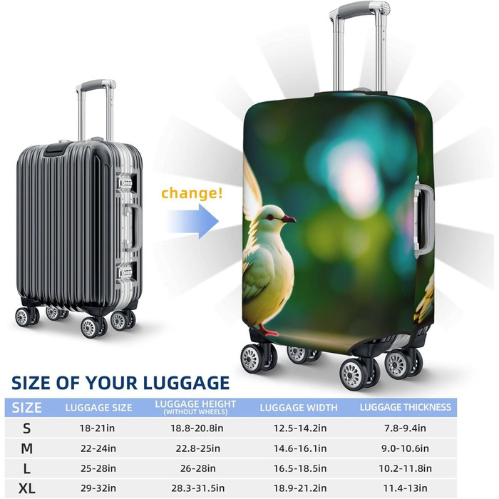 Чохол для валізи Tauben, міцний захист, підходить для багажу розміром 45,7 - 81,3 см, Чорний, Великий