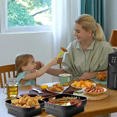 Силіконова форма 22 см для фритюрниці, аксесуари для фритюрниці 2 шт. Силіконова форма для випічки XXL для COSORI 5.5 л, Cecotec 6 л, Tefal EY8018 6.5 л багаторазова замість паперу для випічки аксесуари для фритюрниці чорний