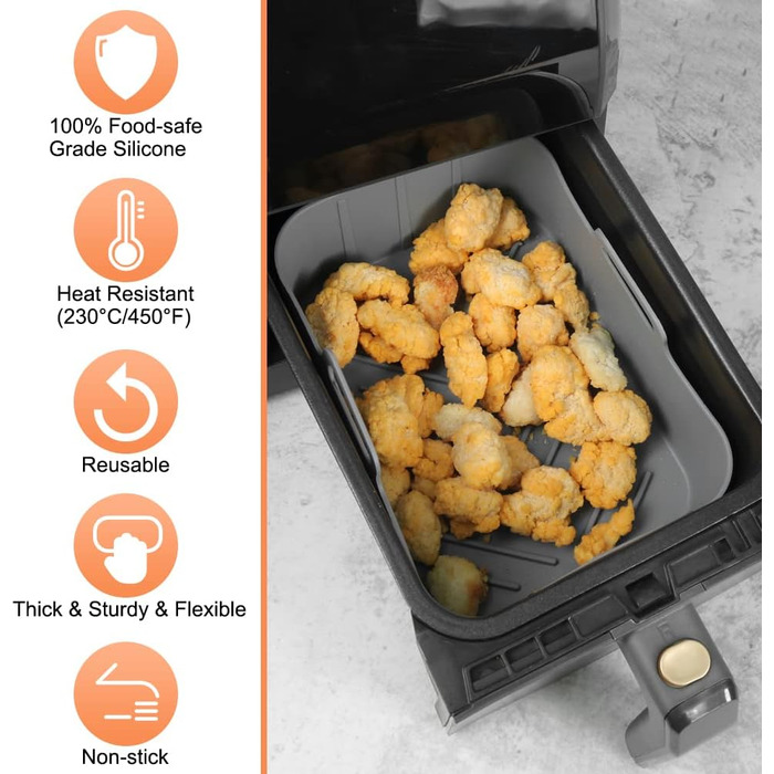 Аерофритюрниця BYKITCHEN 2PCS із силіконовою формою для ніндзя, аксесуари для AF400EU, багаторазова фритюрниця Силіконова каструля для Ninja Foodi/Innsky та інші двозонні фритюрниці