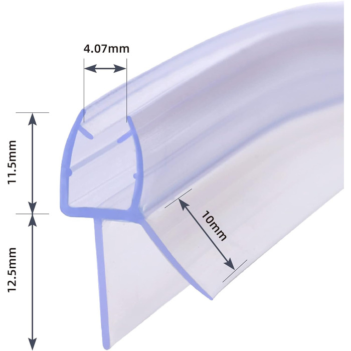 Душовий ущільнювач KOOBON Вигнутий 2 шт. 50 см Круглий душ Чверть кола Душ Ущільнювач душових дверей Товщина сірникового скла 5 мм 6 мм Змінний ущільнювач Душові кабіни Дефлектор води Душові двері Захист від бризок (скло від 100 см до 6 мм, тип А (2 шт. и
