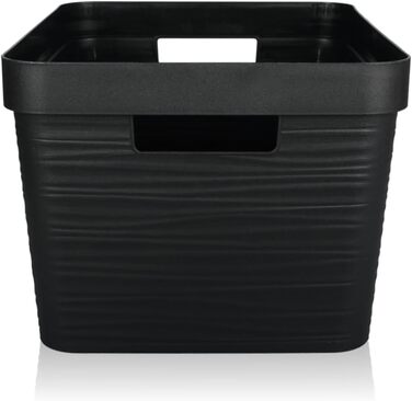 Набір із 6 ящиків для зберігання Stimo об&39ємом 30 л, пластикові кошики для зберігання з ручками, для полиць у ванній кімнаті, органайзери (чорний, набір із 6 предметів 30 л) Чорний набір із 6 предметів 30 л