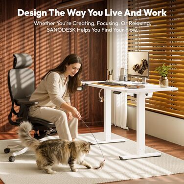 Письмовий стіл з регульованою висотою 11054 см Компактний стіл для роботи стоячи з практичними аксесуарами, ідеально підходить для невеликих приміщень, тихий та безпечний із захистом від зіткнень (білий) 110 x 54 см Білий