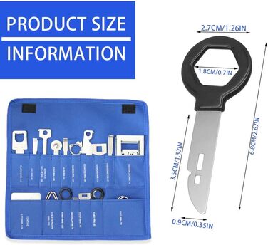 Набір ключів для розблокування автомобільної стереосистеми, автомобільний обтічник, комплект стереообтічника для аудіо, GPS, CD-програвач, головний радіопристрій, навігація, встановлення та зняття (синій), 38 шт.