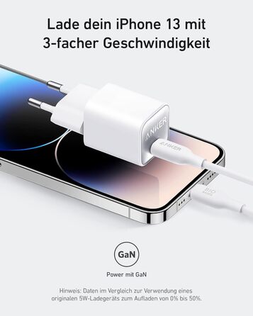 Зарядний пристрій Anker USB C GaN 30 Вт, зарядний пристрій 511 (Nano 3), швидкий зарядний пристрій PIQ 3.0 PPS, сумісний з iPhone