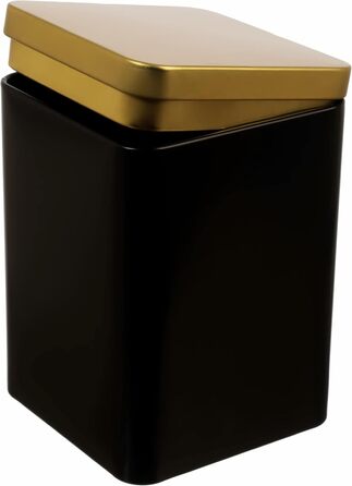 Елегантних квадратних герметичних металевих банок для зберігання/чаю, кожна з яких вміщує 240 г чаю, чорного та золотого 13 x 9 x 9 см (В, Ш, Г) також ідеально підходить як банки для спецій, 6