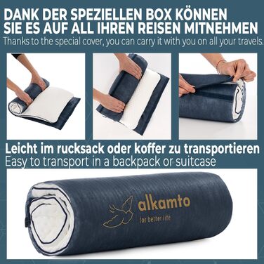 Подушка alkamto з піни з ефектом пам&39яті 70x45 см Ергономічна подушка для підтримки шиї Сертифіковано Oeko-Tex Терморегулюючий чохол Гіпоалергенна та придатна для прання Для сну на спині та на боці