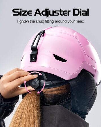Унісекс-лижний шолом Odoland, шолом для сноуборду для чоловіків та жінок, юніорський розмір, оптимальний захист, система вентиляції, регульований розмір, сніговий шолом для дорослих для катання на лижах/сноуборді, розмір M (55-59 см), градієнтний рожевий