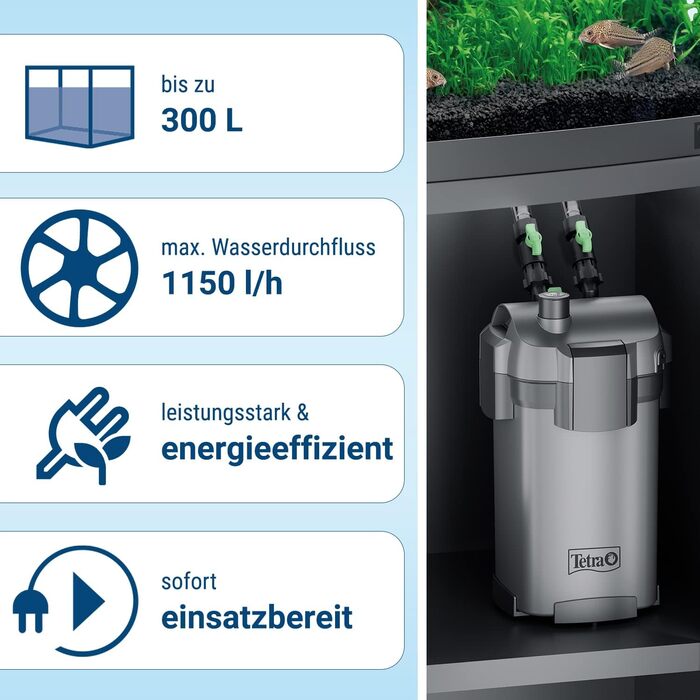 Зовнішній фільтр для акваріума Tetra EX 1000 Plus - потужний фільтр для акваріумів об&39ємом до 300 літрів, створює кришталево чисту, безпечну для риб воду, для використання в приміщенні