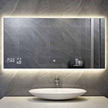 Високоякісний інфрачервоний обігрівач дзеркала зі світлодіодним освітленням, 60 x 80 см, 450 Вт, інфрачервоне дзеркало з підігрівом, вимикач увімкнення/вимкнення, розмір 60 x 80 см