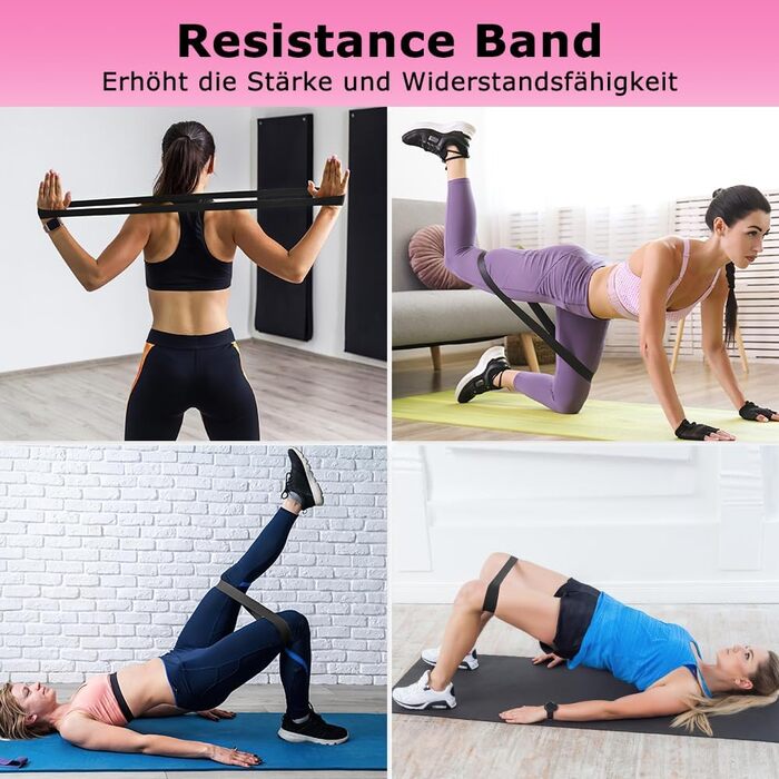 Ролик для фасції, Qveetry 6 в 1 пінопластовий ролик, набір роликів для фасції з масажною роликовою палицею, стрічки опору для силових тренувань, масажний м&39яч, фітнес-стрічки, пінопластовий ролик 33 см для йоги, пілатесу, спорту, рожевий