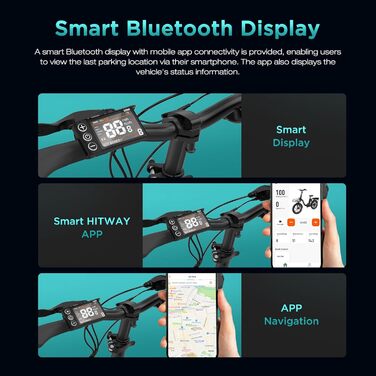 Електричний велосипед HITWAY E Bike BK6SL1-36V15.6Ah з двигуном 250 Вт, 20-дюймовий, запас ходу 70-150 км, 7 швидкостей, керування через додаток, складаний, водонепроникний педелецький велосипед IP54 SILVER