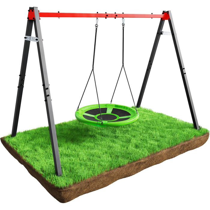 Подвійна гойдалка (метал) з лелечим гніздом та дитячою гойдалкою Рама гойдалки витримує навантаження до 150 кг Стабільна та безпеч