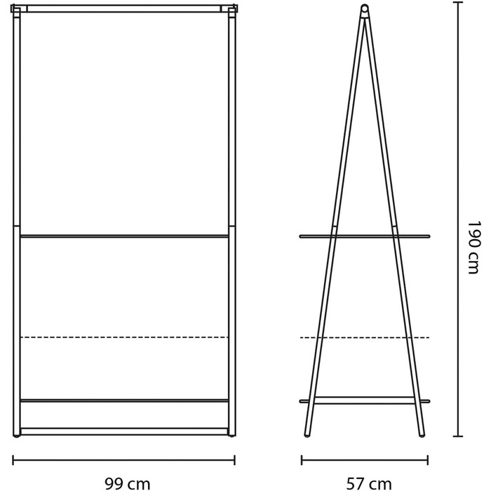 Вішалка для одягу Linn - Дві полиці з регульованою висотою - Вішалка для одягу - Вішалка для одягу - Розвішування, провітрювання або сушіння одягу - Економія місця - Стабільна та стабільна - Біла - Велика