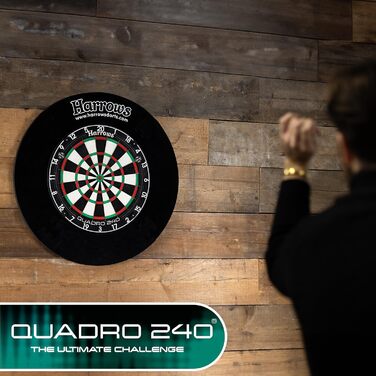 Мішень для дартсу Harrows Quadro Унікальний та ексклюзивний 3 зони підрахунку очок Кінцевий виклик Максимальний рахунок 240 Мішень для дартсу з надтонким дротом-ніжом