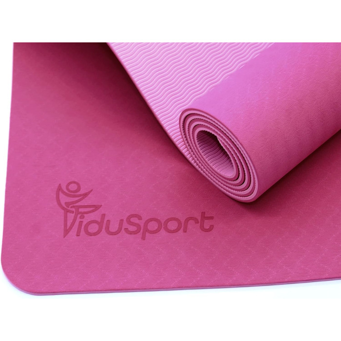 Тренажер Fidusport TPE Yoga Mat - Нековзний плечовий ремінь для фітнесу, пілатесу та гімнастики - Килимок для вправ з плечовим ременем і легким дизайном рожевий