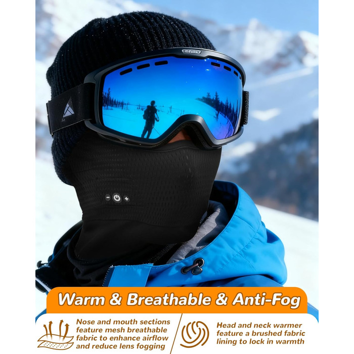 Лижна маска-балаклава з Bluetooth-навушниками, спорядження для холодної погоди для катання на лижах, сноуборді та мотоциклі, унікальні технічні подарунки для чоловіків та жінок