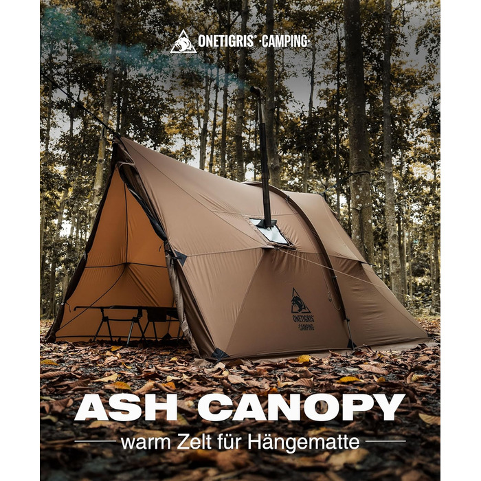 Намет OneTigris ASH Canopy, 2-4 особи, водонепроникний 3000 мм, вітрозахисний, великий теплий кемпінговий намет, зимовий намет, намет-гамак, намет для вулиці в автомобілі, малий розмір у упаковці