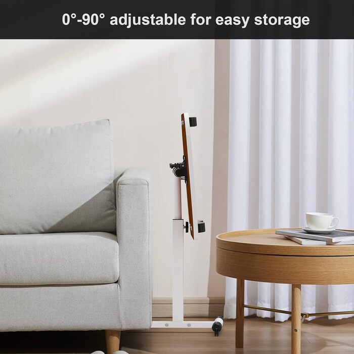 Невеликий розкладний стіл, бічний столик на колесах, регульований по висоті, комп&39ютерний стіл, мобільний стіл для роботи стоячи, ергономічний, поворотний на 360 (білий, 60 x 40 x 61 95 см) 60x40x61-95 см Білий