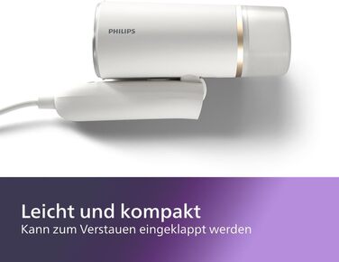 Портативний паровий випрямляч Philips серії 3000 - 1000 Вт, компактний та складаний, резервуар для води 120 мл, постійна потужніст