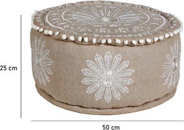Пуф-табурет MARRAKESCH з бавовни, включаючи наповнювач, кругла підлогова подушка ø 50 см як східний декор (бежевий - білий)