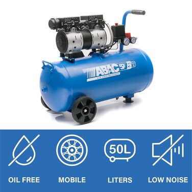 Малошумний повітряний компресор EASE-AIR 50, безмасляний повітряний компресор, максимальний тиск 8 бар, потужність 1 к.с., 50-літр