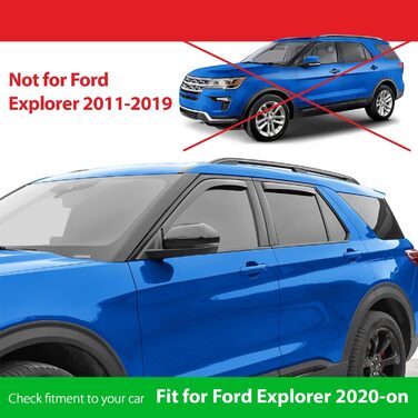 Вітрові дефлектори Goodyear для/сумісні з позашляховиком Ford Explorer 2020-2024, дощовик на вікно автомобіля, дефлектори дощу, інтегровані дефлектори, 4 шт. и для Ford Explorer 2020-2024, інтегровані