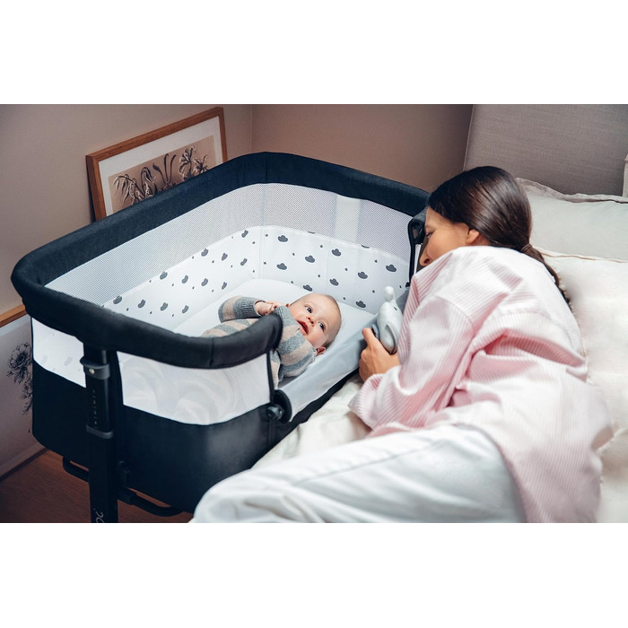 Багатофункціональна тумбочка та дитяче ліжко MoMi REVO, 6-рівневе регулювання висоти від 72 до 82 см, темно-сірий колір