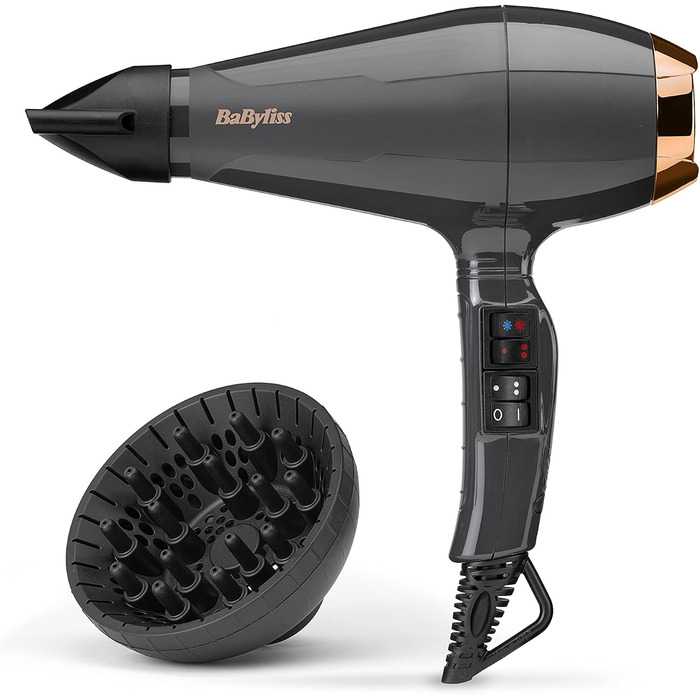 Набір BaByliss фен Italian Air Pro 2200 (сірий, 2200 Вт, AC-мотор, іонізація, 6719DE) та випрямляч Super Smooth 235 (іонізація, 140C - 235C, ST393E)