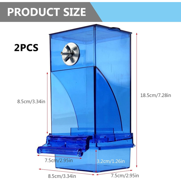 Прозора годівниця для птахів, 2 шт. годівниця для птахів, годівниця для папуг в клітці, автоматична годівниця для птахів для хвилястих папуг канарок канаркових папуг зябликів