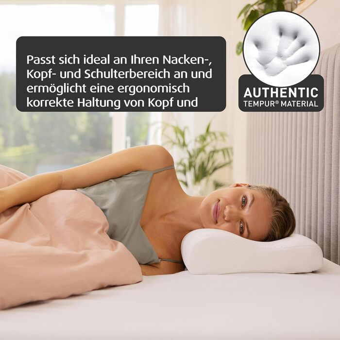 Подушка для сну TEMPUR Original з піни з ефектом пам&39яті, ергономічна подушка для підтримки шиї для сну на боці та спині, жорстка, розмір M (61 x 31 x 10/7), біла