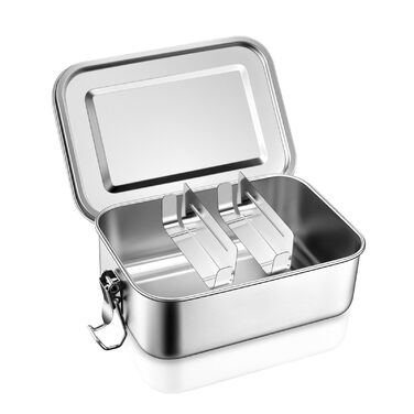 Ланчбокс Homikit з роздільниками, 850 мл, нержавіюча сталь. Бенто-бокс для дітей та дорослих, контейнер для обіду на пікнік, в школу та на роботу. Герметичний, з ущільнювальним кільцем та знімною перегородкою.