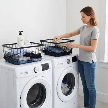 Кухонні металеві дротяні кошики, кошик для зберігання, дротяний кошик з ручками, для зберігання продуктів, органайзер, побутовий холодильник для шаф, комори, ванної кімнати, чорний, 4 предмети. Чорний, 4 шт., новий, малий