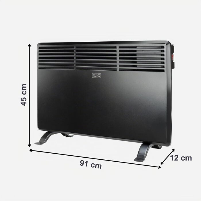 Конвектор BLACKDECKER BXCSH1800E, 1800 Вт, 240 В, підлоговий або настінний монтаж, вимикач вкл/викл, елегантний дизайн, чорний