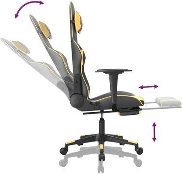 Геймерське крісло з підставкою для ніг, чорно-золотистого кольору, зі штучної шкіри